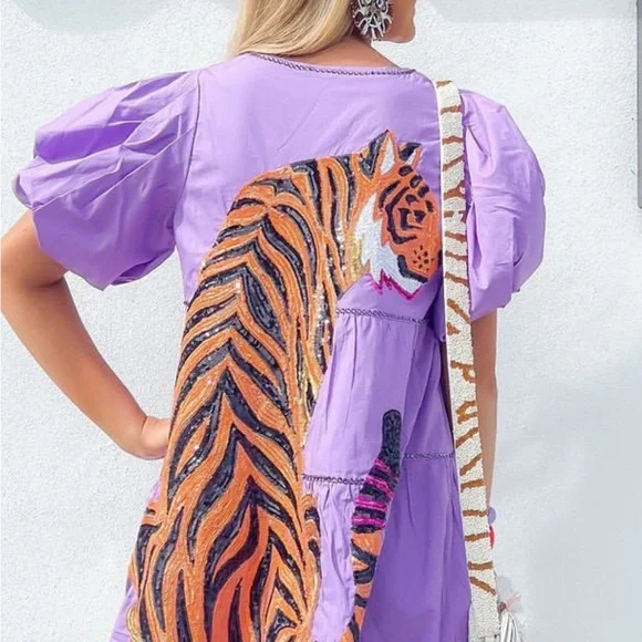 Queen of Sparkles Lavender Beautiful Tiger back dress XS - Picture 1 of 11